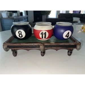 Vintage Orion’s Billiards Pool Ball Set 3 Pool Ball Candle Holder NEW RARE HTF